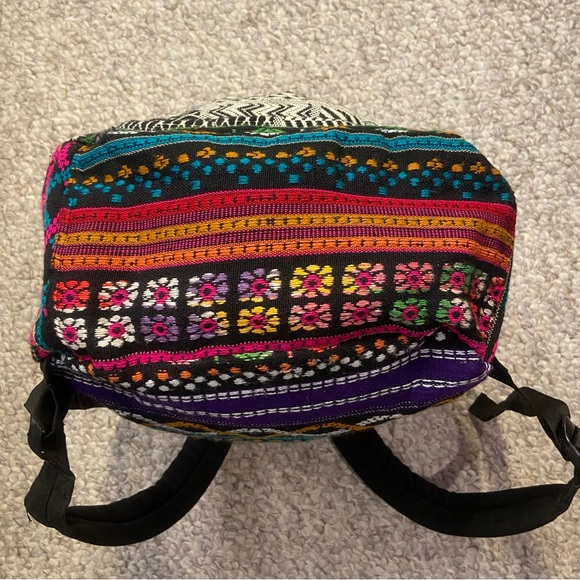 Boho backpack multicolor with black adjustable straps - Picture 5 of 9